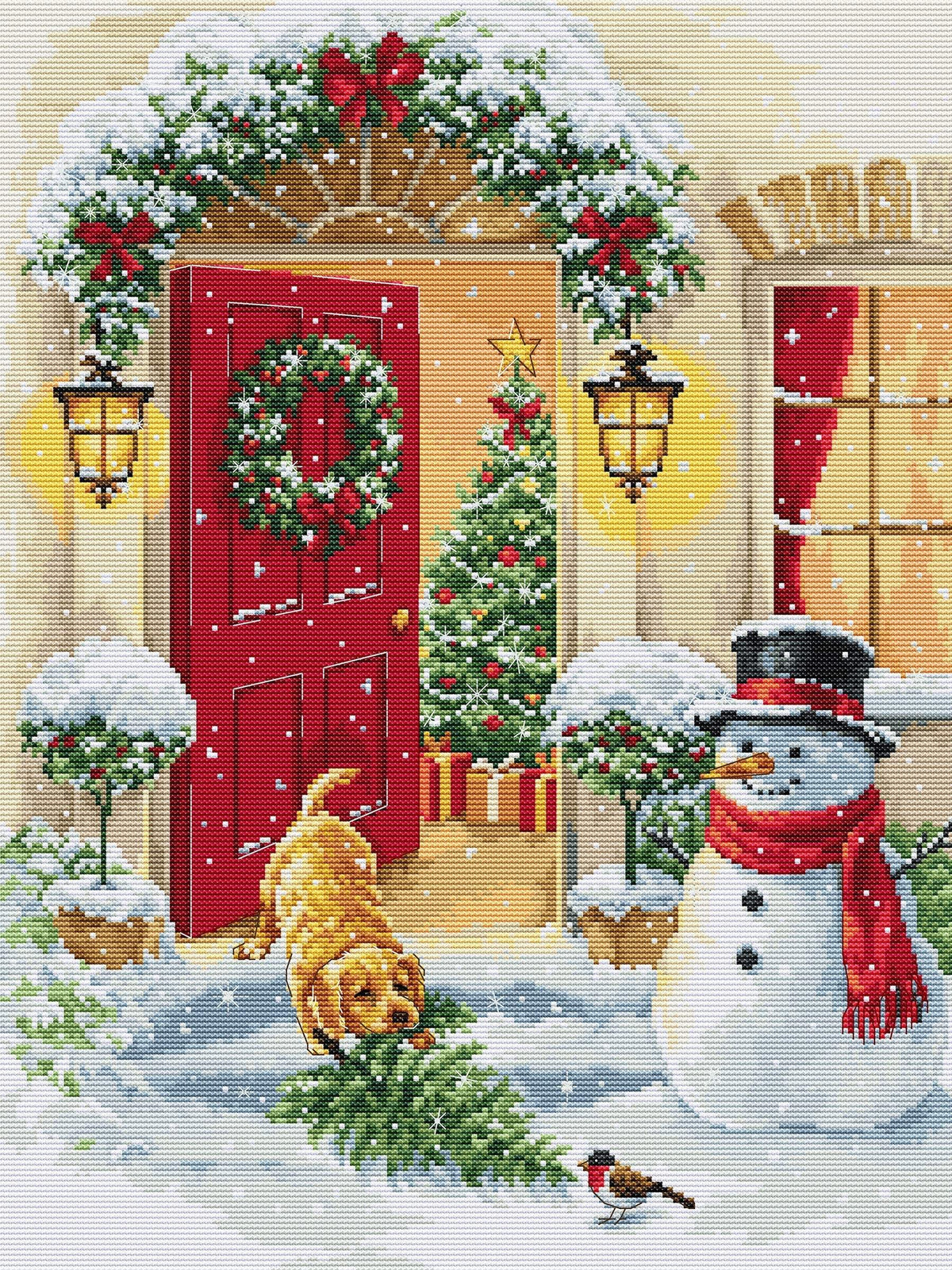 Puppy Joy Cross Stitch Kit with 16 count Zweigart aida and pre-sorted cottons