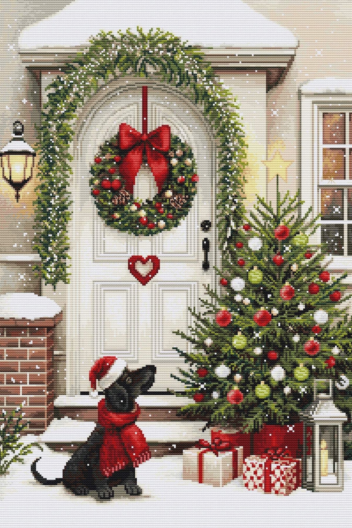 Waiting for Christmas Cross Stitch Kit kit with 16 count Zweigart aida and pre-sorted cottons