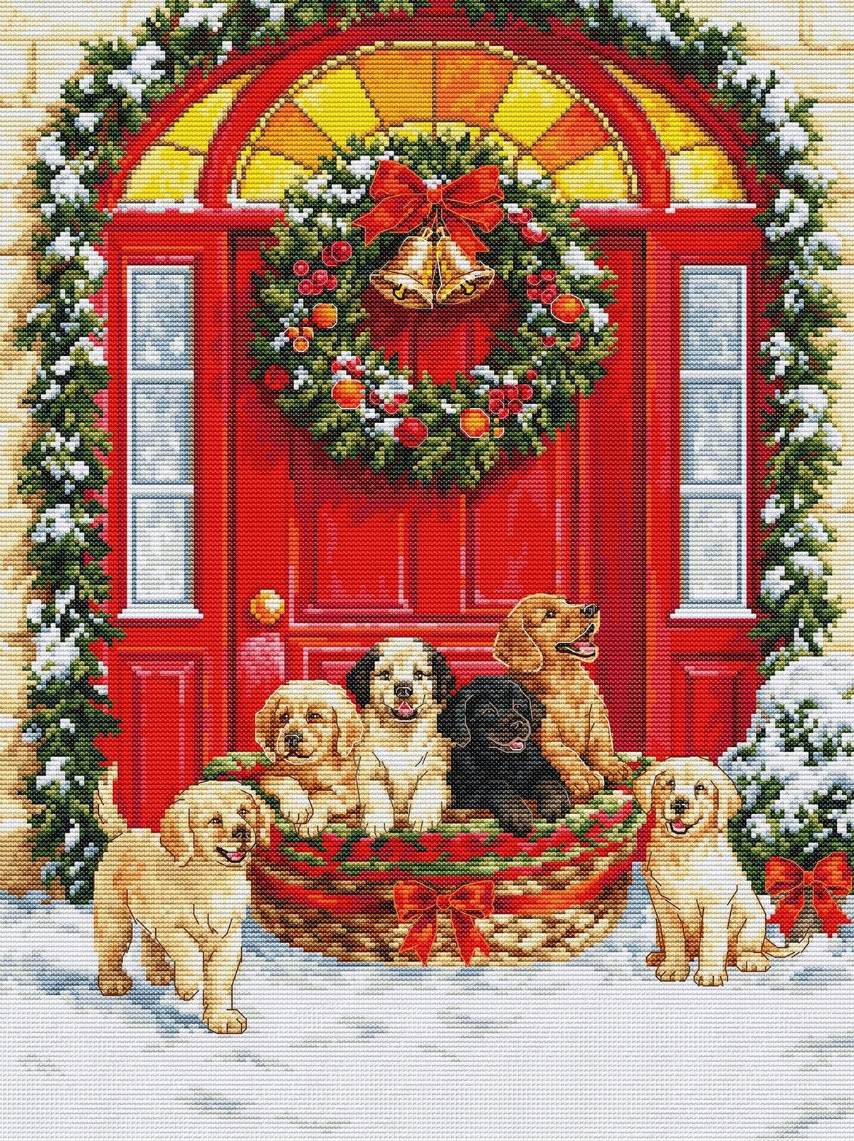Santa's Delivery Cross Stitch Kit with 16 count Zweigart aida and supplies