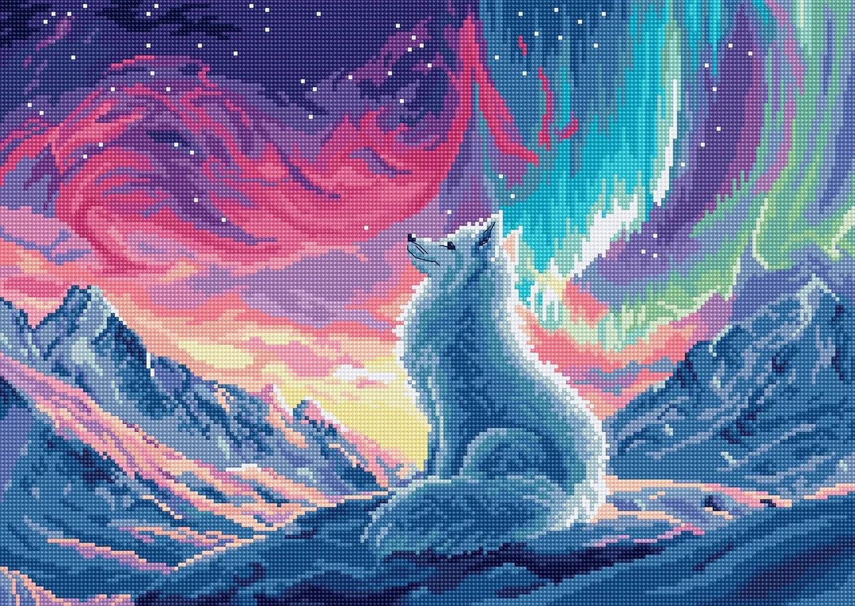 Aurora Guardian Cross Stitch Kit with 16 count Zweigart aida, pre-sorted cottons, needle, and instructions, 34x24cm finished size