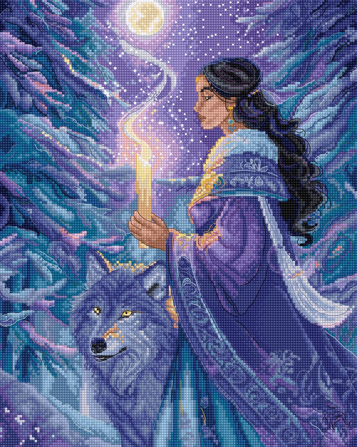 Artic Enchantress Cross Stitch Kit with 16 count Zweigart aida, cotton threads, needle, and instructions