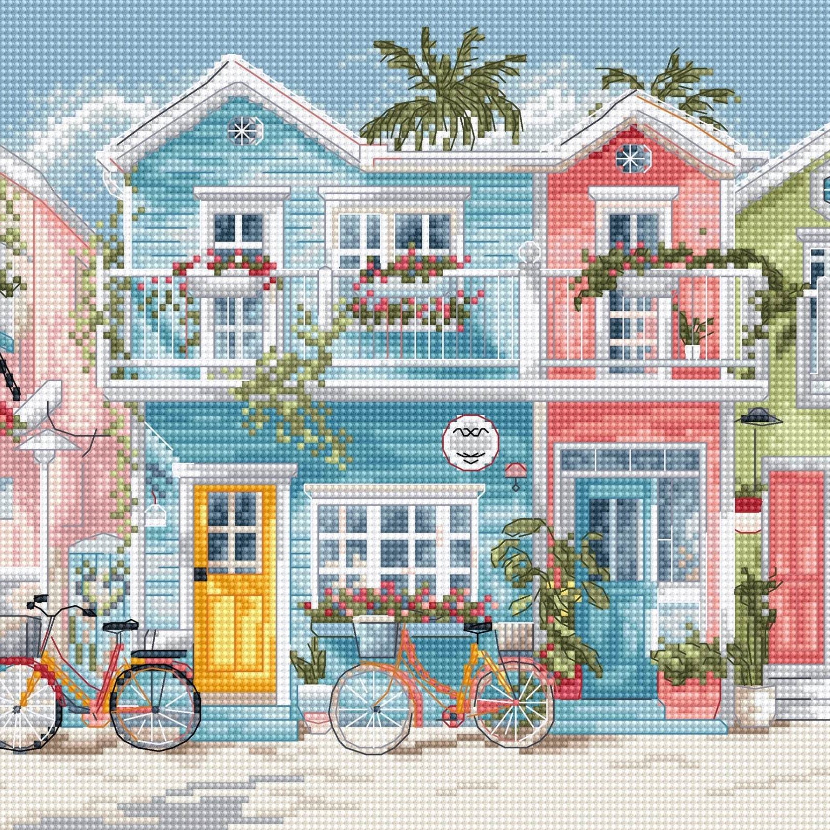 Beach Bliss Cross Stitch Kit with 16 count aida, cotton threads, needle, and instructions, finished size 24x19cm