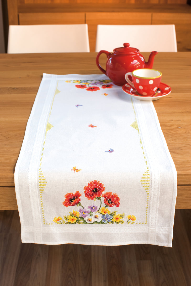 Embroidery Kit Table Runner Wild Flowers Cotton Club Crafts