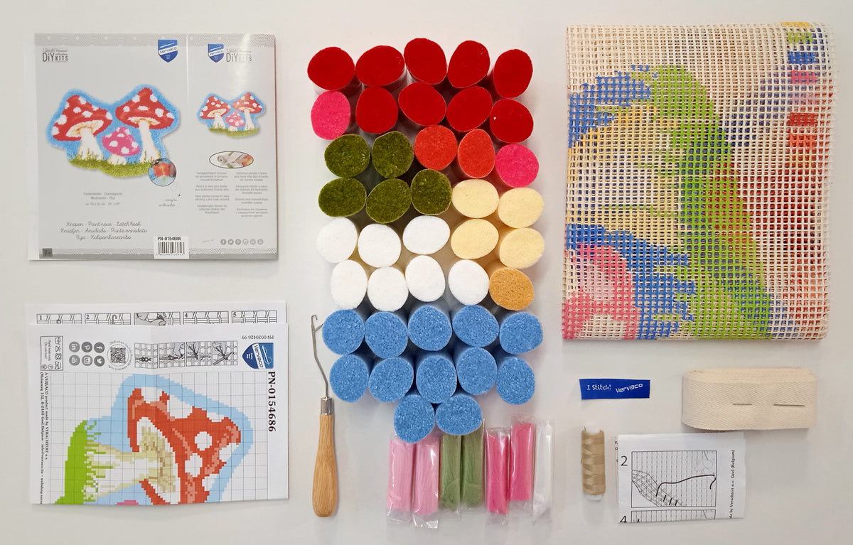 Rug Shaped Latch Hook Kit Mushrooms Cotton Club Crafts