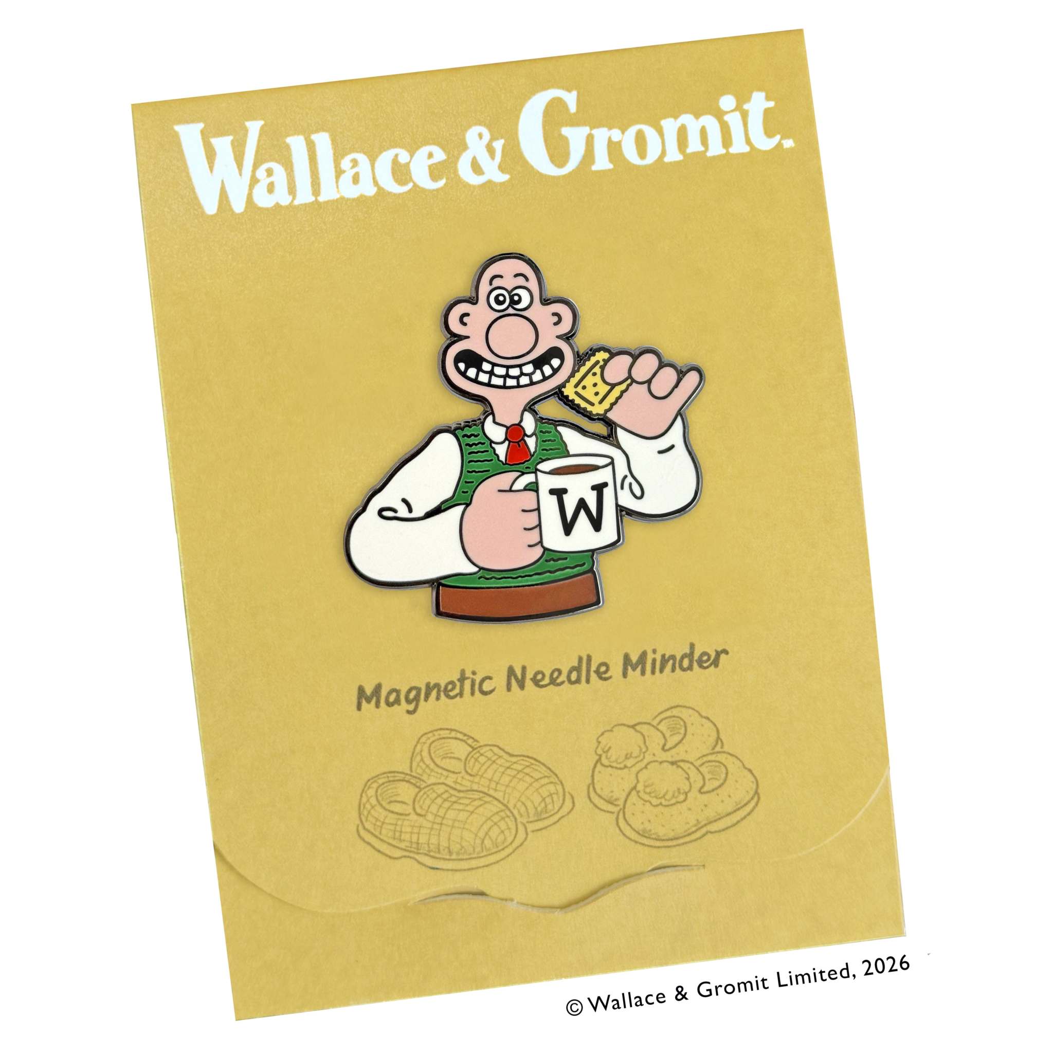 Magnetic needle minder with lovely tea design, 4cm by 4cm, keeps needle and chart secure while stitching