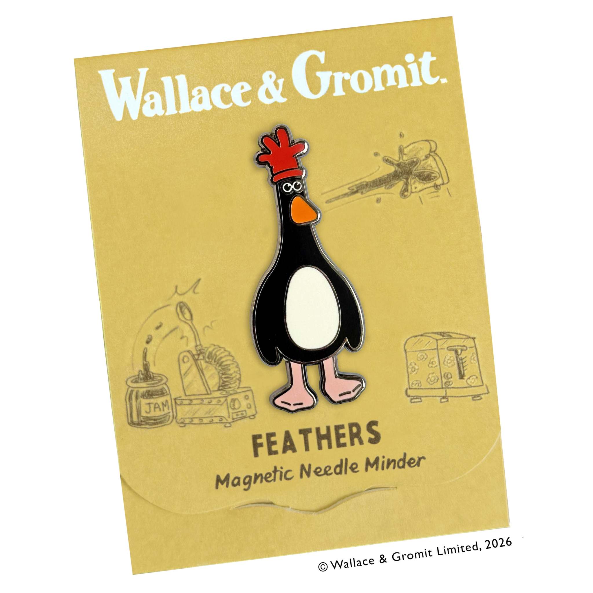 Magnetic Feather Needle Minder holding needle on fabric with chart in background