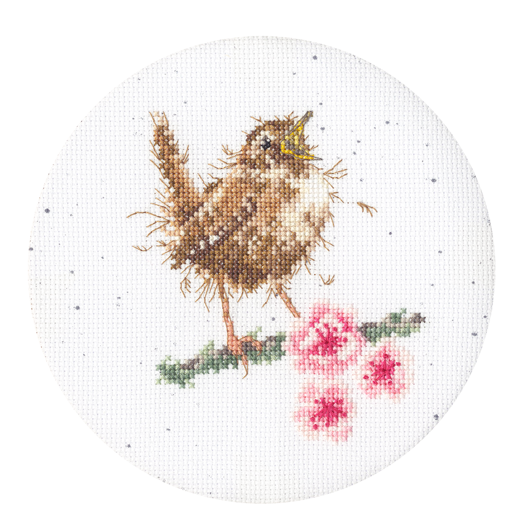 Bothy Threads Little Tweets Cross Stitch Kit by Hannah Dale with fabric, cottons, needle, and instructions.