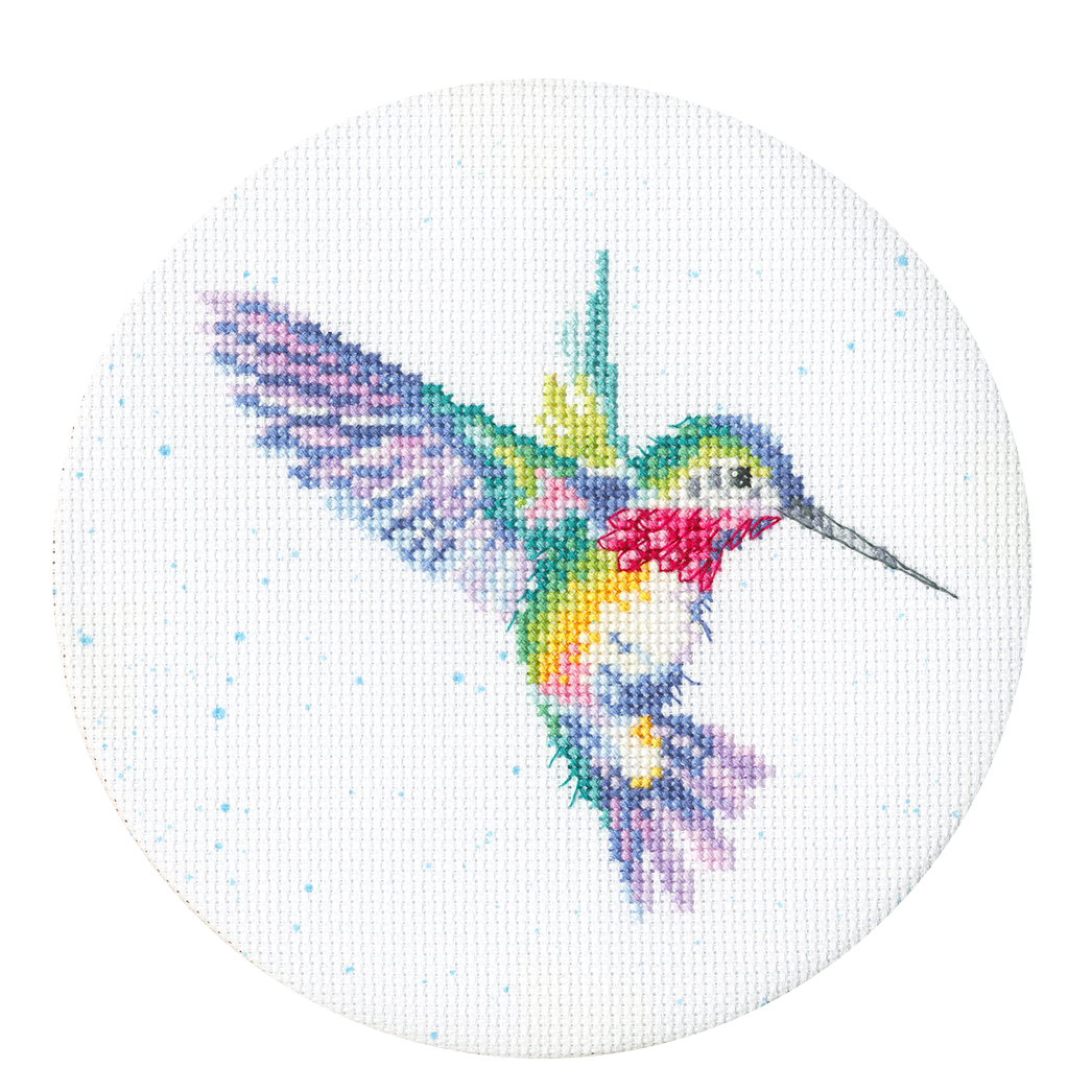 Humming Along Cross Stitch Kit by Bothy Threads with fabric, cottons, needle, and instructions