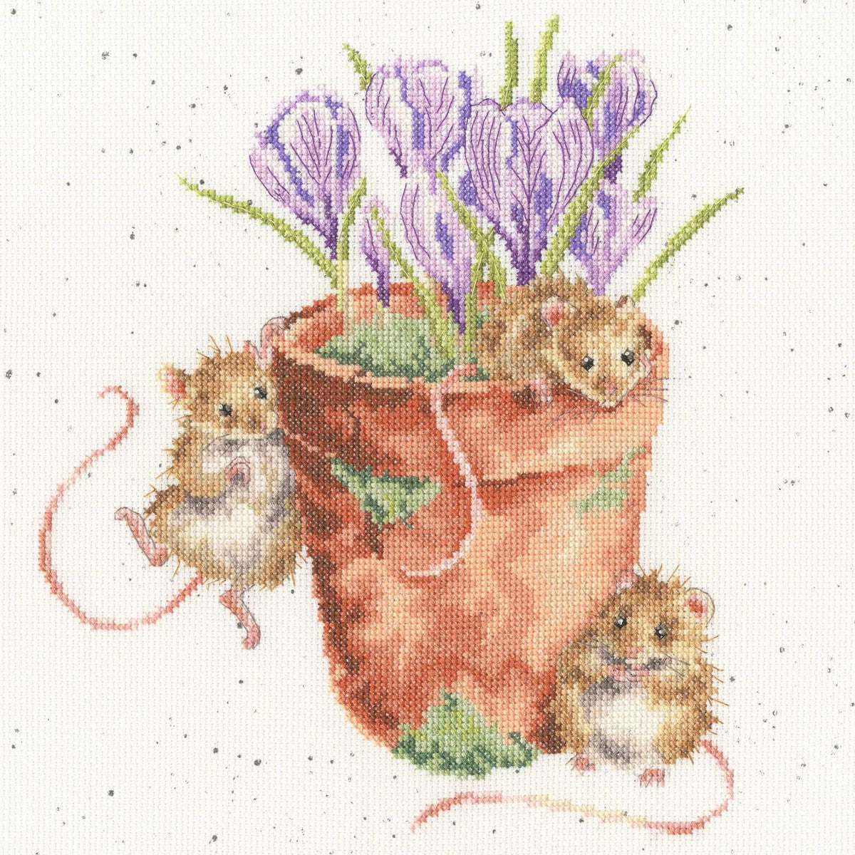 Garden Friends Cross Stitch Kit by Bothy Threads with fabric, cottons, needle, and instructions