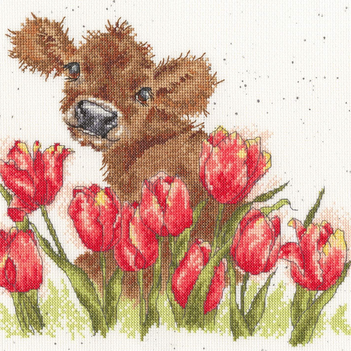 Bothy Threads Bessie Cross Stitch Kit with fabric, threads, needle, and instructions by Hannah Dale