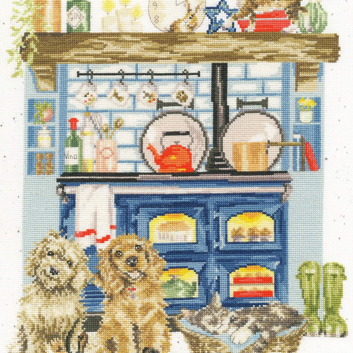 Country Kitchen Cross Stitch Kit by Bothy Threads with fabric, cottons, needle, and instructions