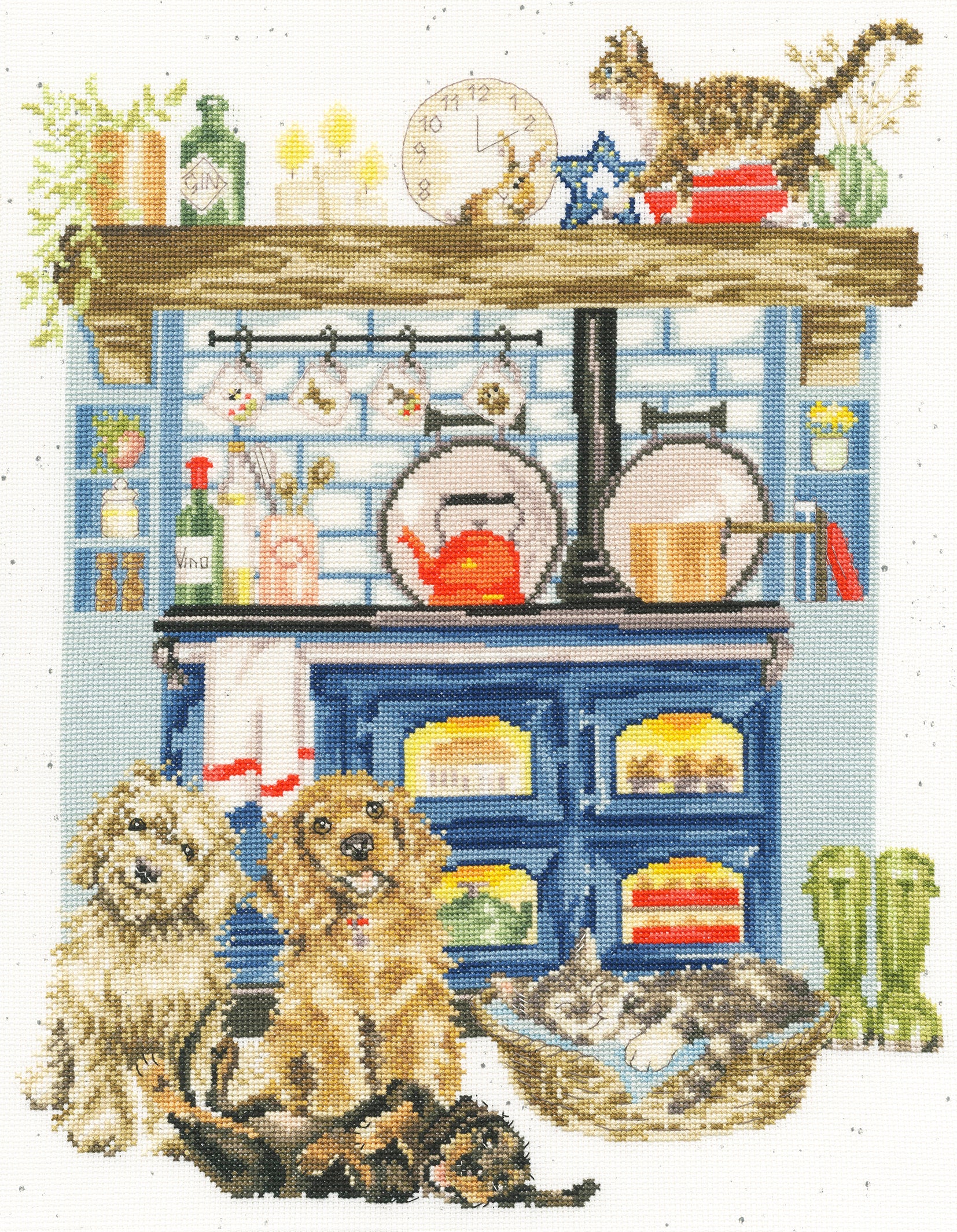 Country Kitchen Cross Stitch Kit by Bothy Threads with fabric, cottons, needle, and instructions