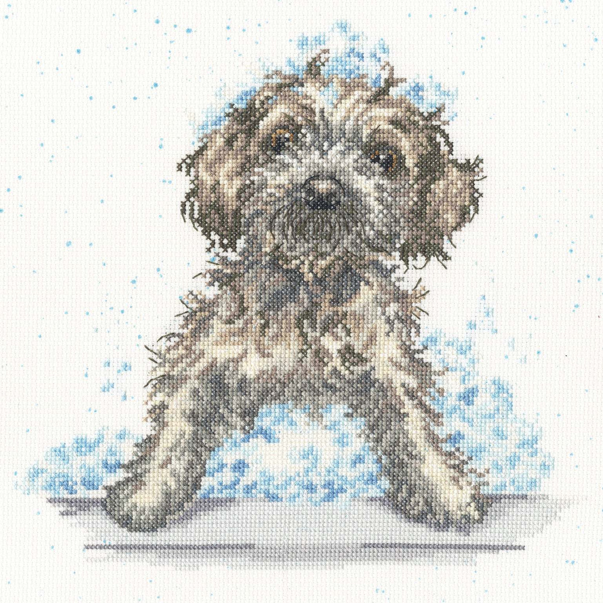 Bubbles and Barks Cross Stitch Kit by Bothy Threads with fabric, cottons, needle, and instructions