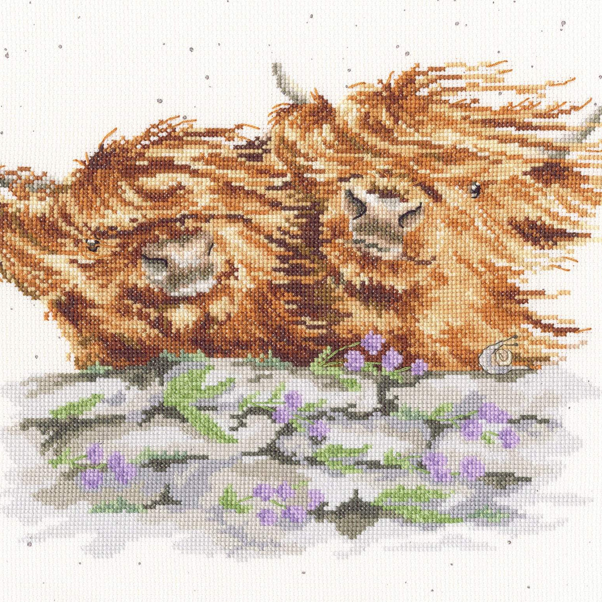Blown Away Cross Stitch Kit by Bothy Threads with Wrendale Designs Aida fabric and stitching supplies