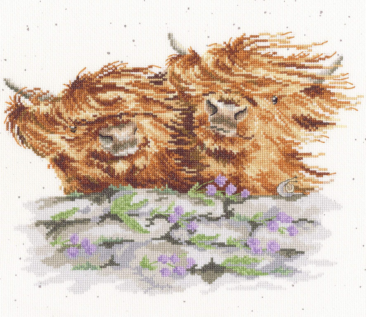 Blown Away Cross Stitch Kit by Bothy Threads with Wrendale Designs Aida fabric and stitching supplies