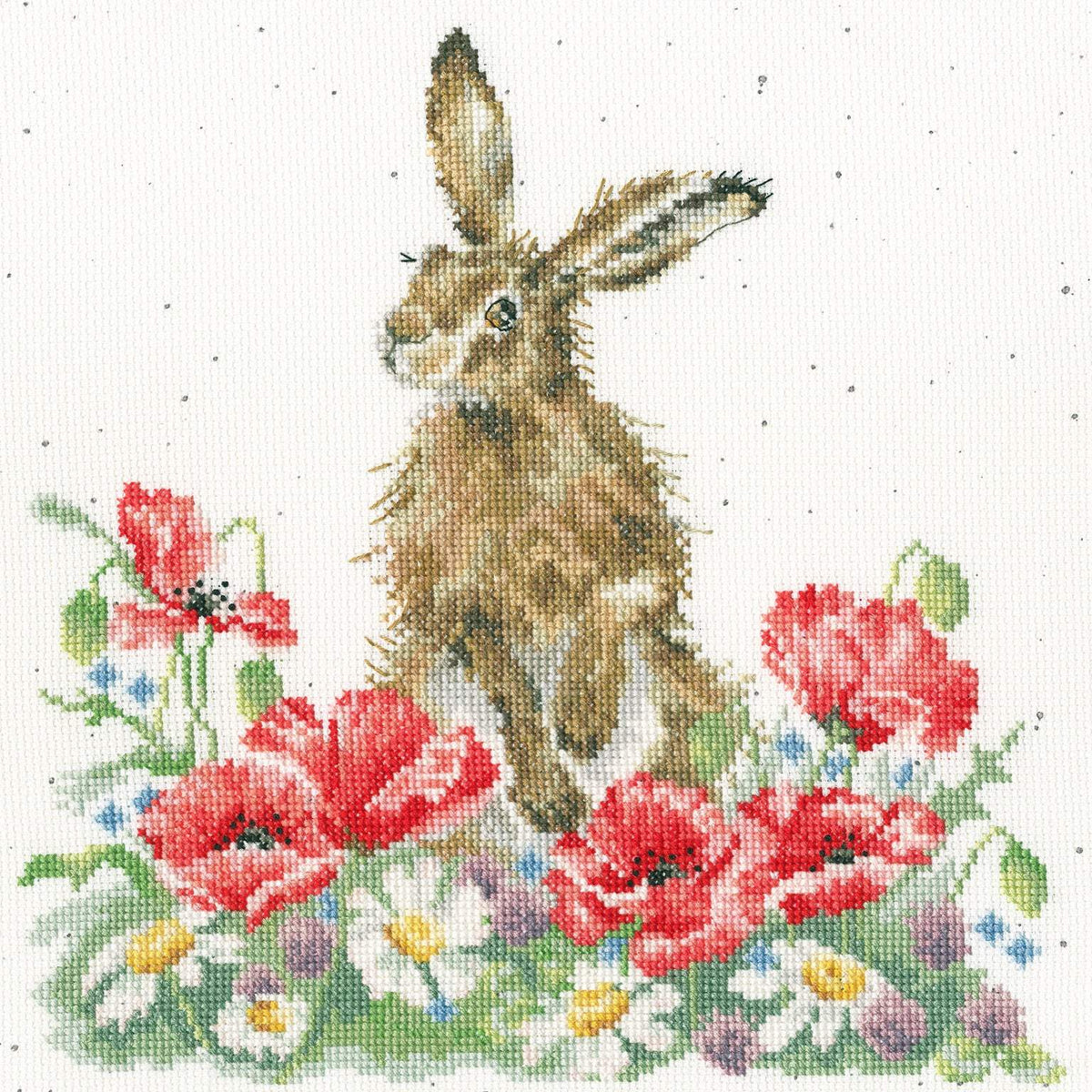 Bothy Threads Field of Flowers cross stitch kit with fabric, cottons, needle, and instructions