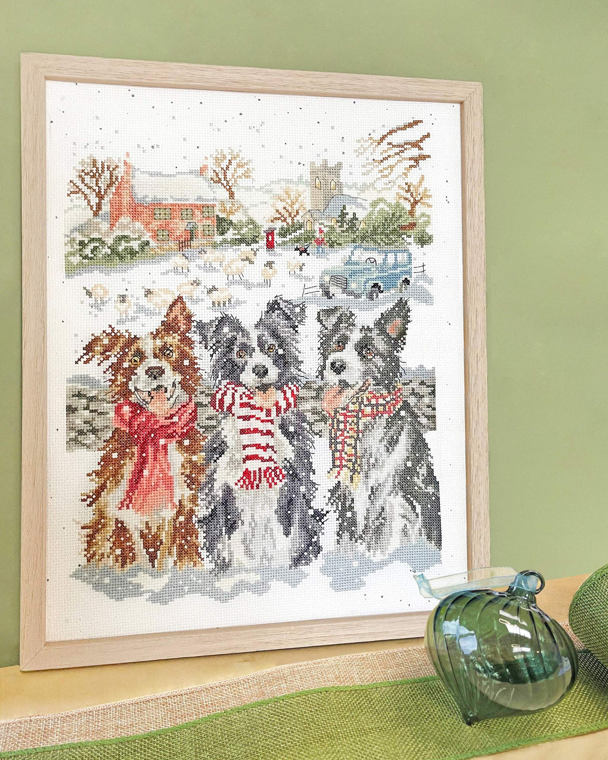 While Shepherds Watched cross stitch kit with Zweigart fabric, cottons, needle, and instructions