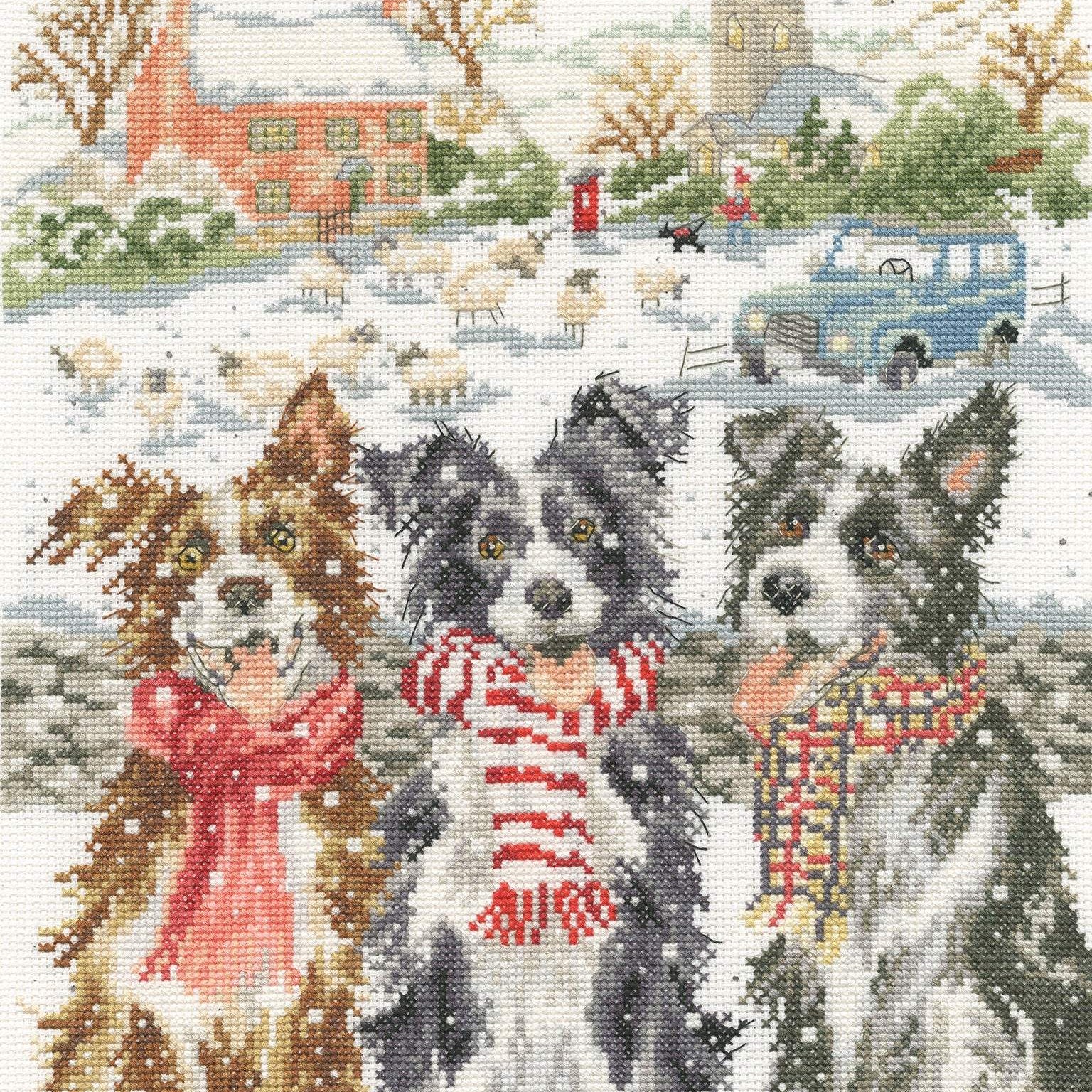 While Shepherds Watched cross stitch kit with Zweigart fabric and Wrendale Designs speckle