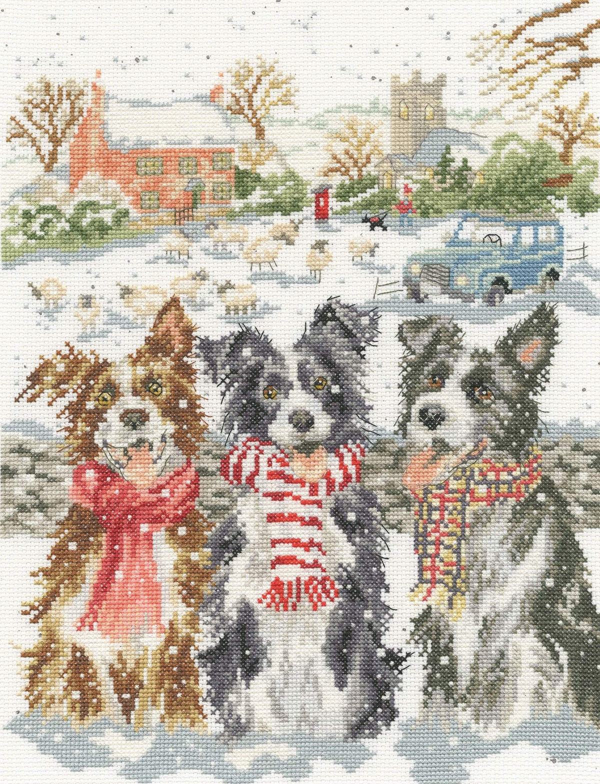 While Shepherds Watched cross stitch kit with Zweigart fabric and Wrendale Designs speckle