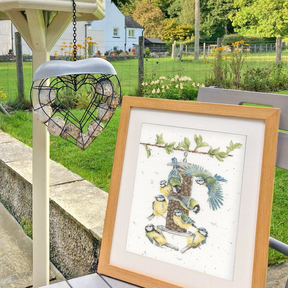 Bon Appétit Cross Stitch Kit with 16 count white Aida fabric, Wrendale Designs, threads, needle, and instructions