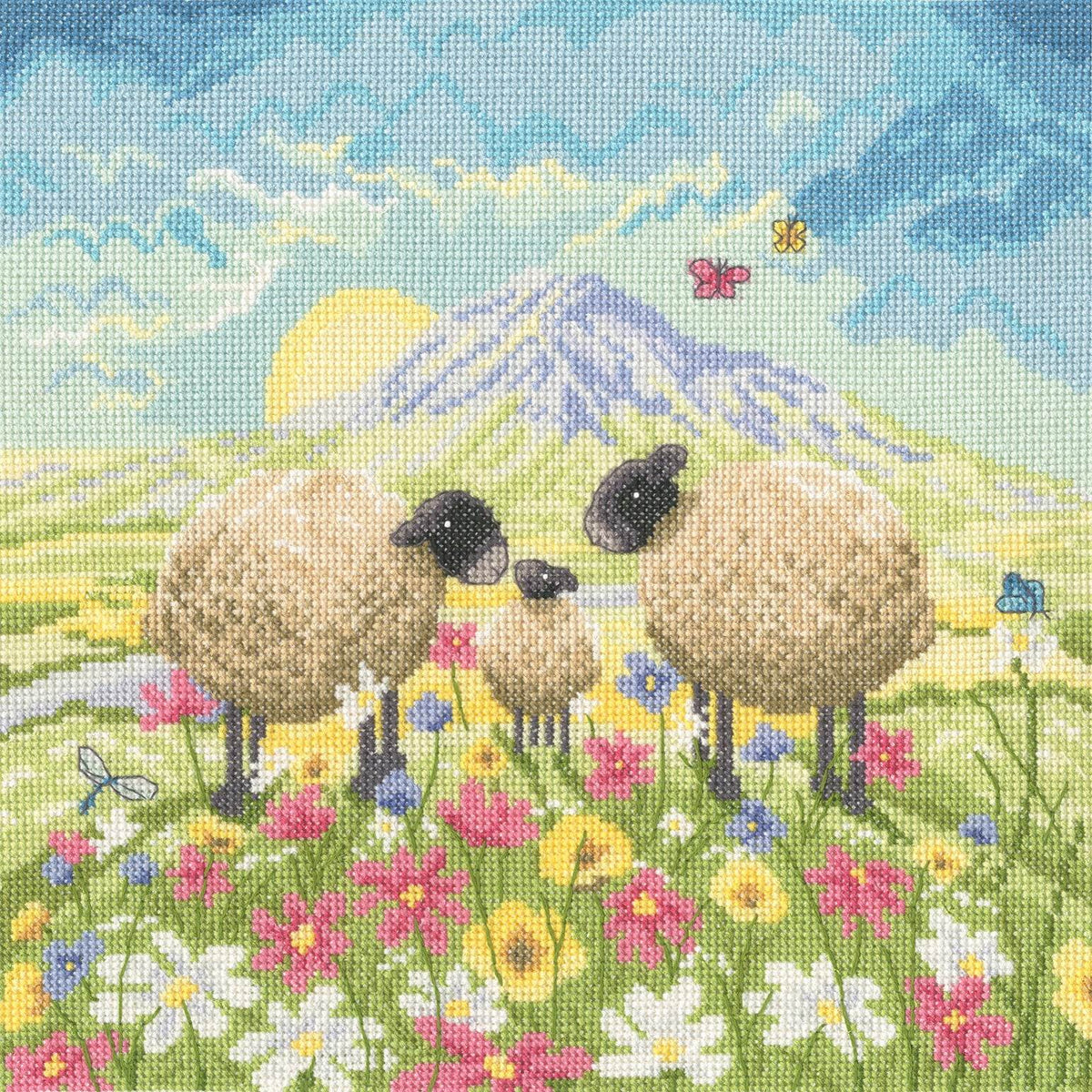Bothy Threads Butterflies and Babies Cross Stitch Kit with 14 count white Aida and pre-sorted cottons