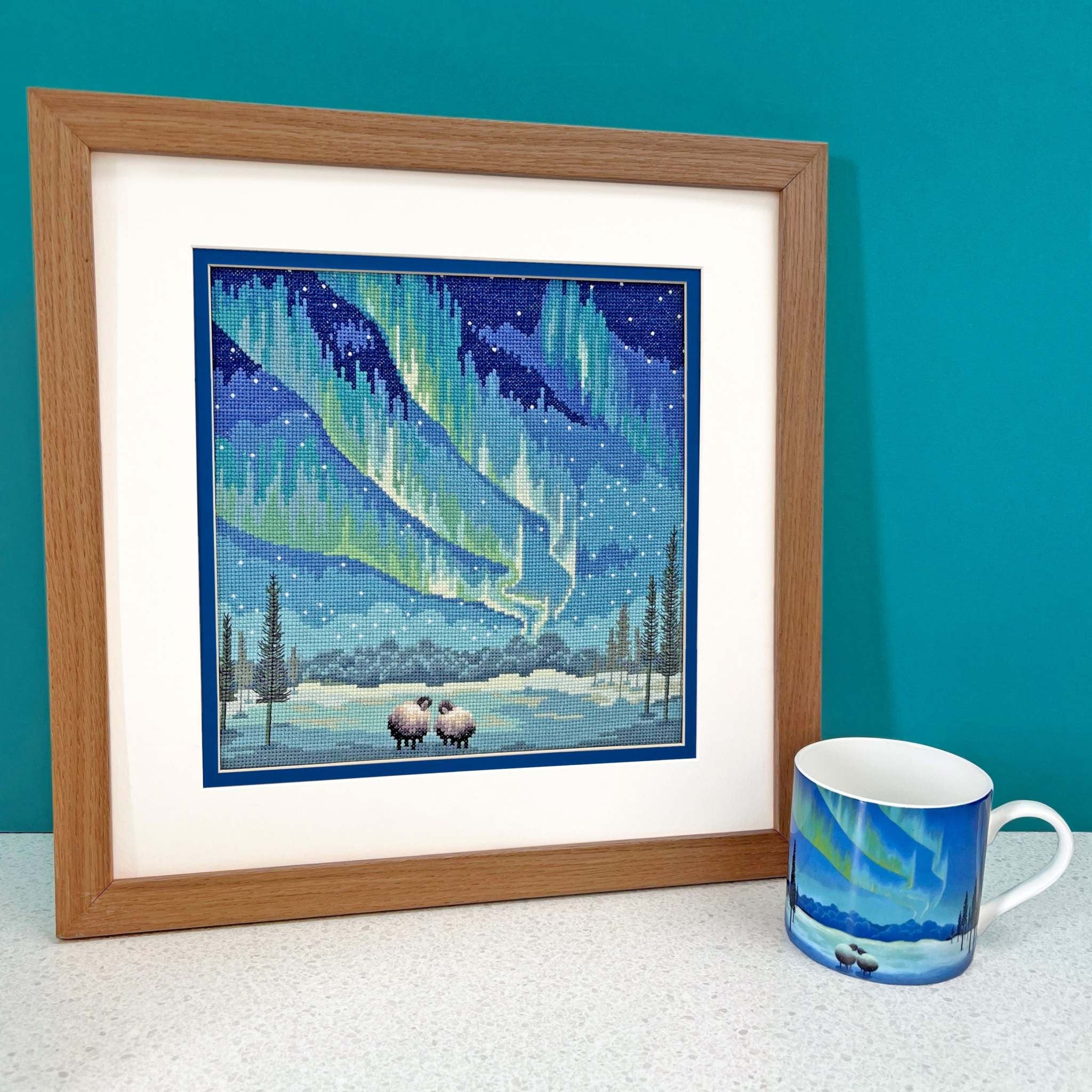 Light Up Your Life cross stitch kit with 14 count white Aida cloth and pre-sorted cottons