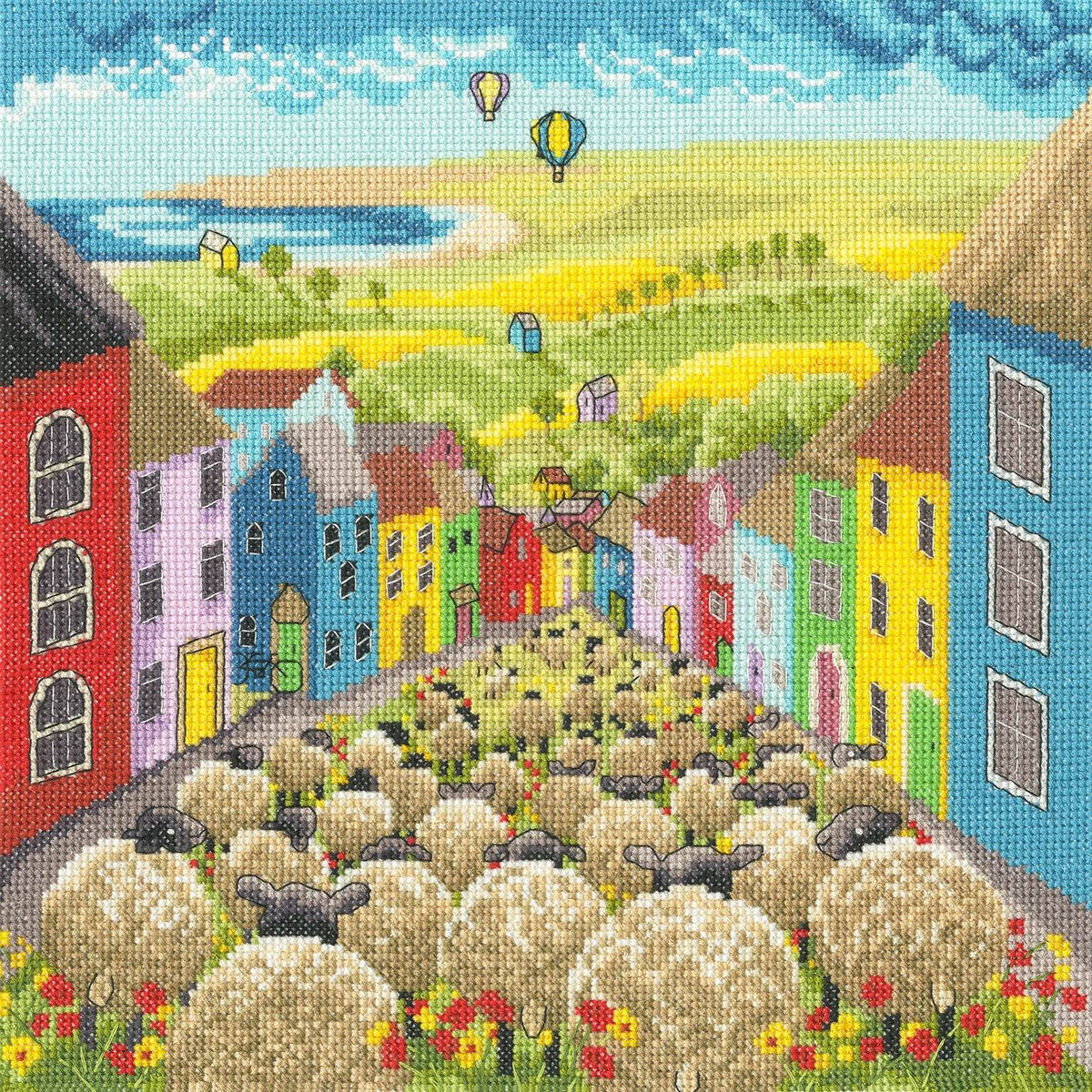 Wool Meet Again Bothy Threads cross stitch kit with 14 count white Aida, cotton threads, needle, and instructions, 26x26cm design