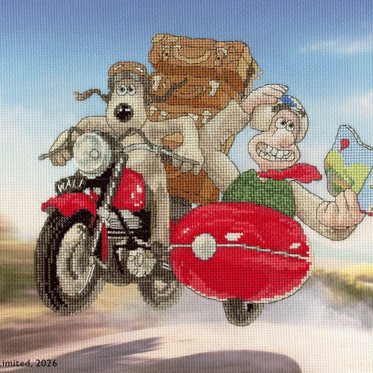 Cracking Holidays! Cross Stitch Kit featuring Wallace & Gromit with 16 count Aida and complete stitching materials