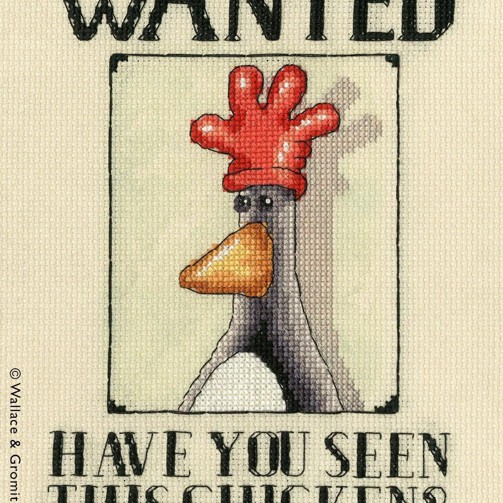Have You Seen This Chicken cross stitch kit featuring Wallace & Gromit on 14 count Aida fabric