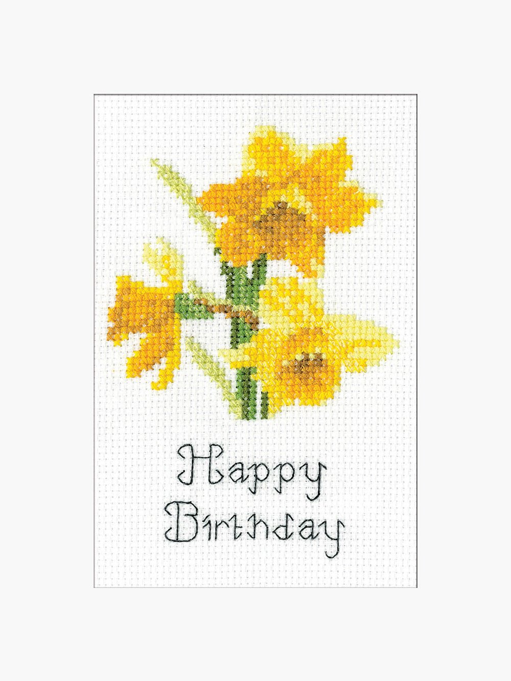 Daffodils card cross stitch kit with 14 count Zweigart aida and pre-sorted cottons
