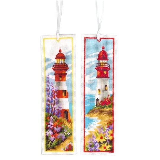 Lighthouses Bookmarks cross stitch kit with 14 count white aida and DMC cottons