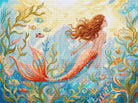 Mermaid Dreams Cross Stitch Kit with 16 count Zweigart aida and pre-sorted cottons.