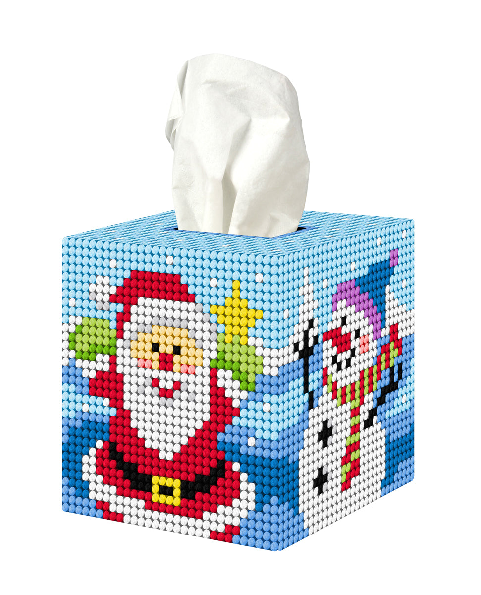 Santa and Snowman - Tissue Box Cover - Tapestry Kit