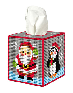 Santa and Penguin - Tissue Box Cover - Tapestry Kit
