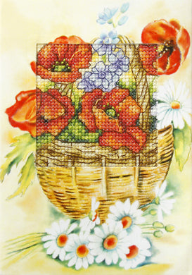 Poppies and Daisies Greeting Card Cross Stitch Kit