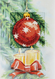 Red Bauble Christmas Card Cross Stitch Kit
