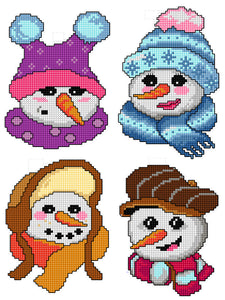 Snowmen Cross Stitch Kit - Plastic Canvas
