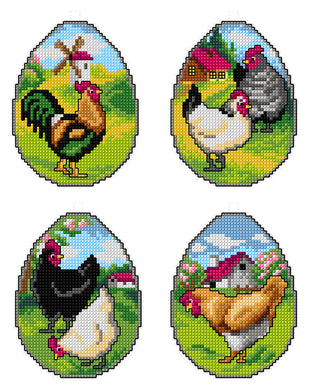 Hen Eggs Cross Stitch Kit - Plastic Canvas
