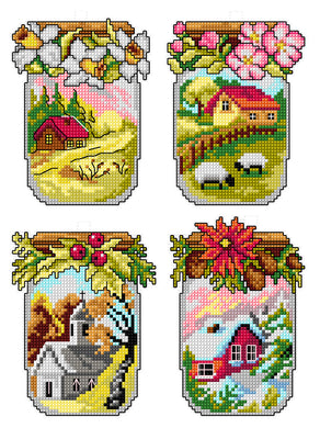 Scenic Jars Cross Stitch Kit - Plastic Canvas