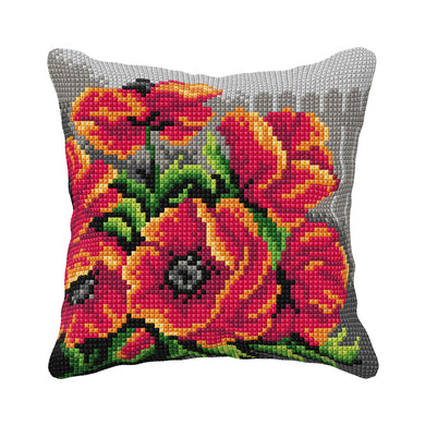 Poppies Cross Stitch Cushion Front Kit