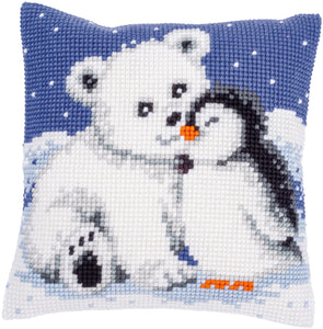 Cushion Cross Stitch Kit ~ Polar Bear and Penguin