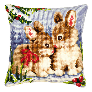 Cushion ~ Cross Stitch Kit ~ Winter Scene Bunnies
