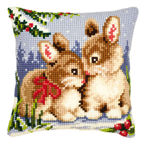 Cushion ~ Cross Stitch Kit ~ Winter Scene Bunnies