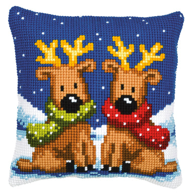 Cushion ~ Cross Stitch Kit ~ Reindeer Twins