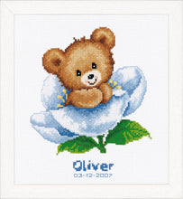 Load image into Gallery viewer, Birth Record ~ Counted Cross Stitch Kit ~ Flower Teddy
