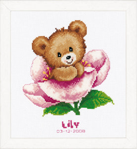 Birth Record ~ Counted Cross Stitch Kit ~ Flower Teddy