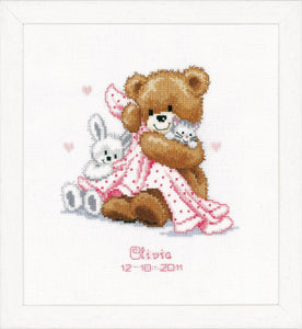 Birth Record ~ Counted Cross Stitch Kit ~ Teddy & Blanket
