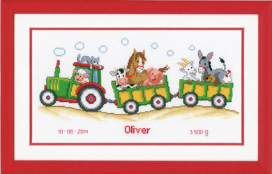 Birth Record ~ Counted Cross Stitch Kit ~ Tractor