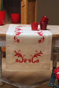 Table Runner Embroidery Kit ~ Red Leaf Design