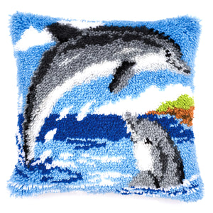 Cushion Latch Hook Kit ~ Dolphins